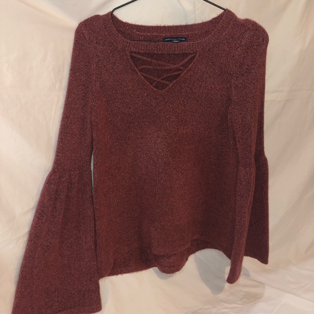Maroon sweater with flare sleeves